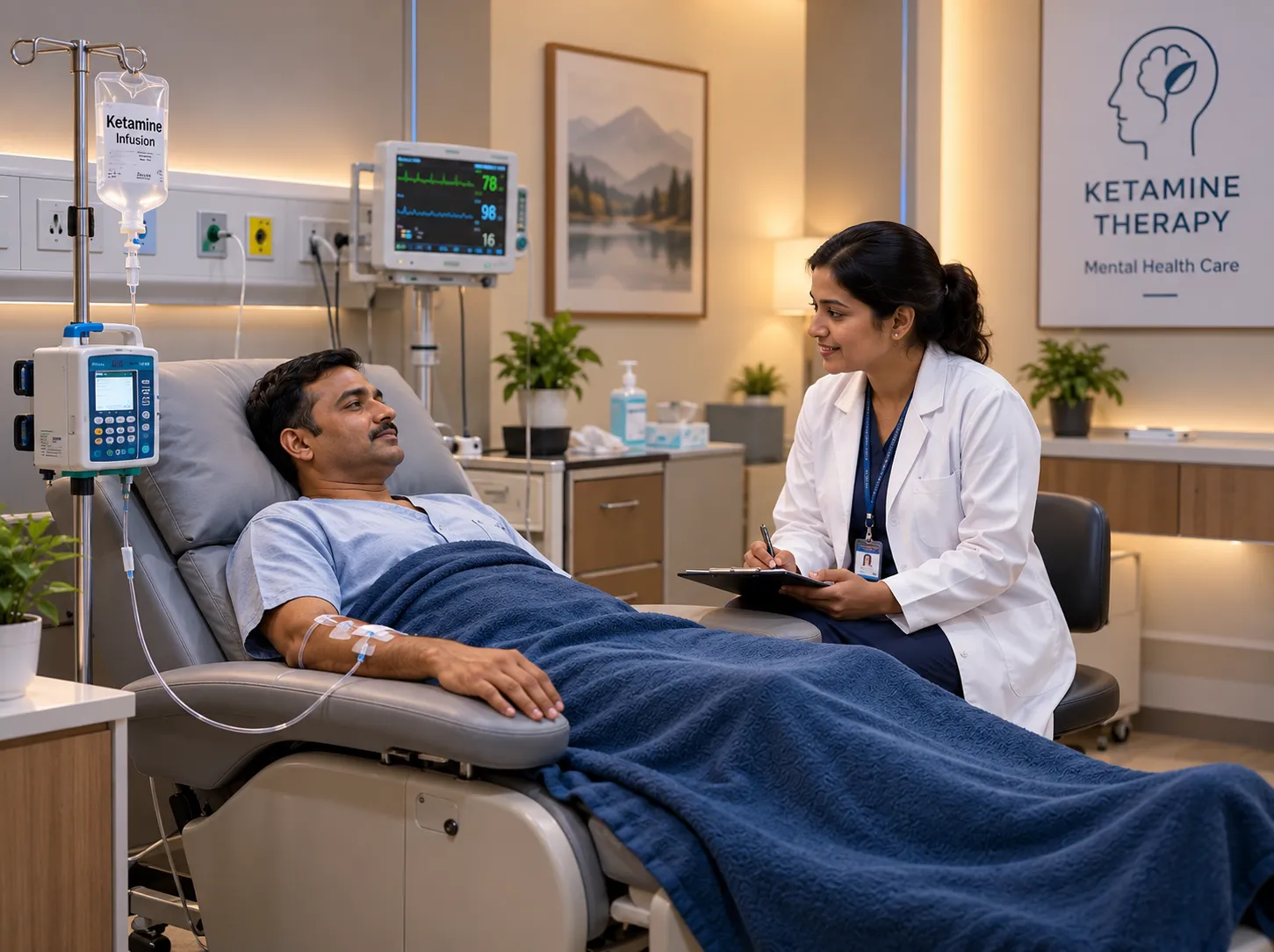 Medically supervised ketamine interventional therapy with Indian doctor monitoring vitals